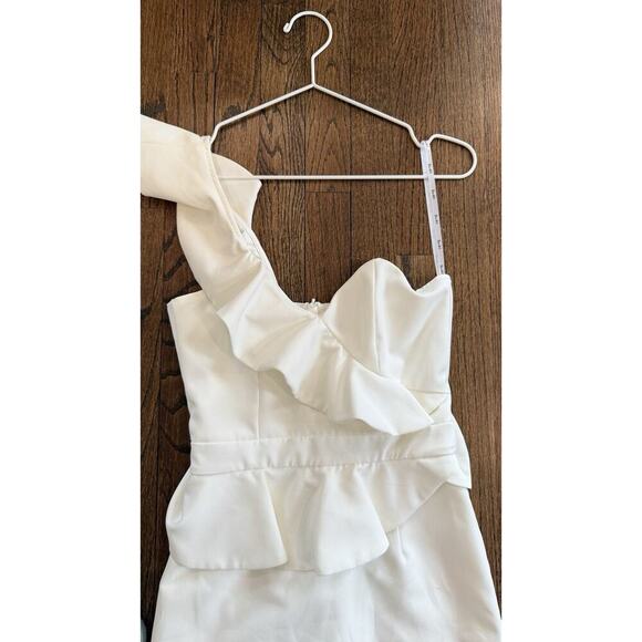 Bardot Camellia Ivory One Shoulder Strap Ruffle Sheath Dress Size US 4 1791 - Picture 5 of 11